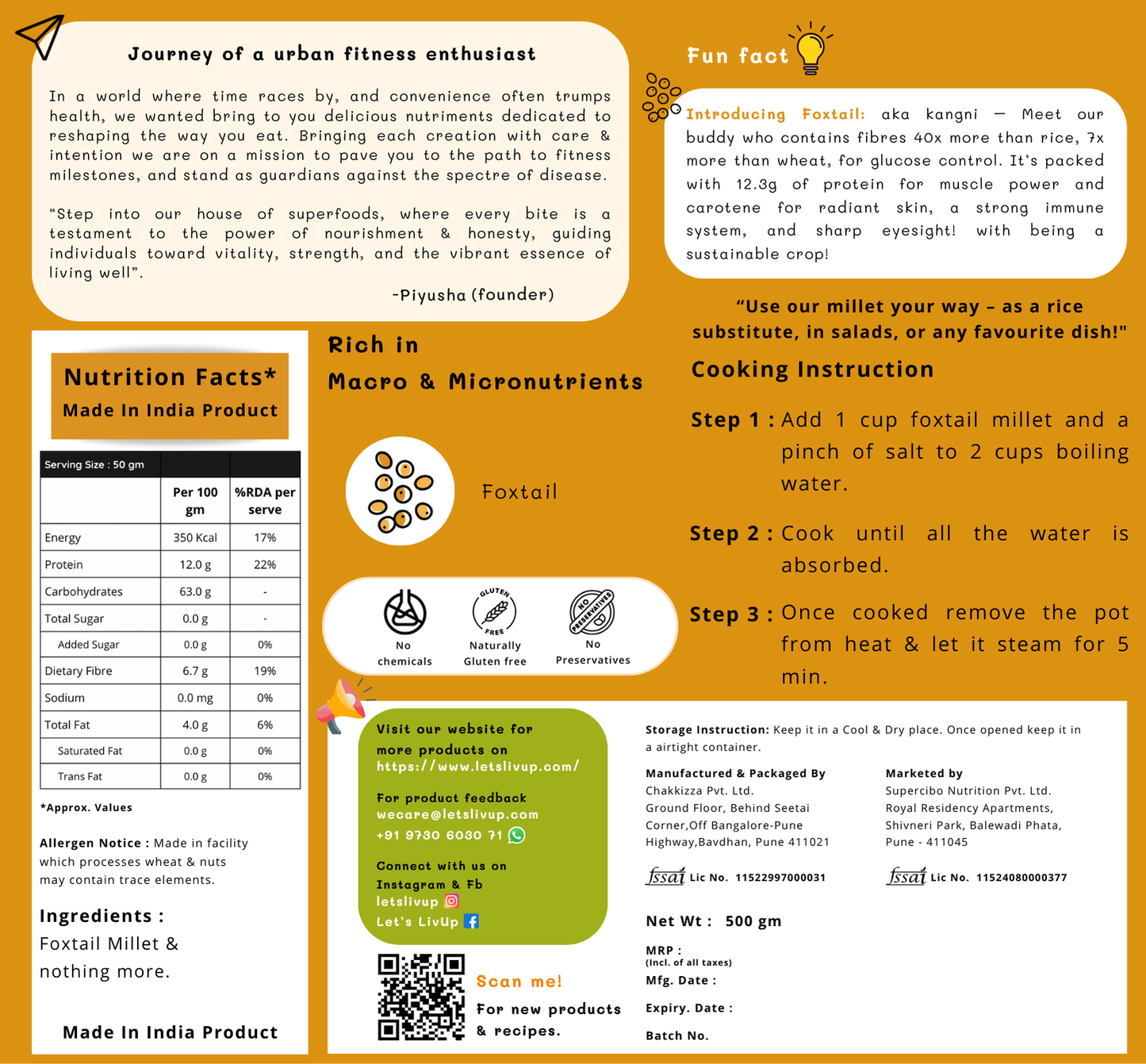 Millets Combo (Rice Replacement) | Foxtail, Kodo, Barnyard, Little Millet | No chemicals, No preservatives