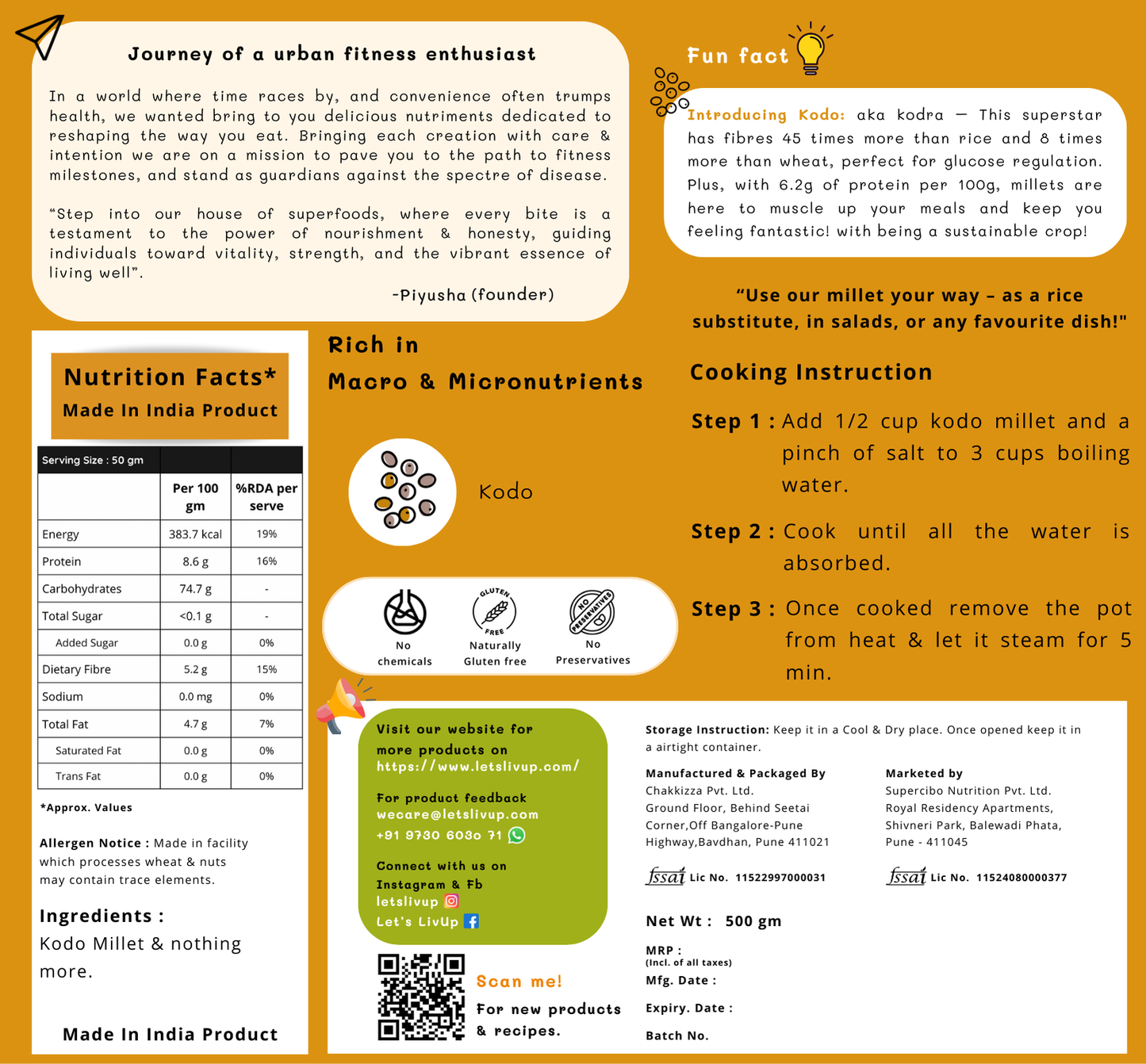 Millets Combo (Rice Replacement) | Foxtail, Kodo, Barnyard, Little Millet | No chemicals, No preservatives