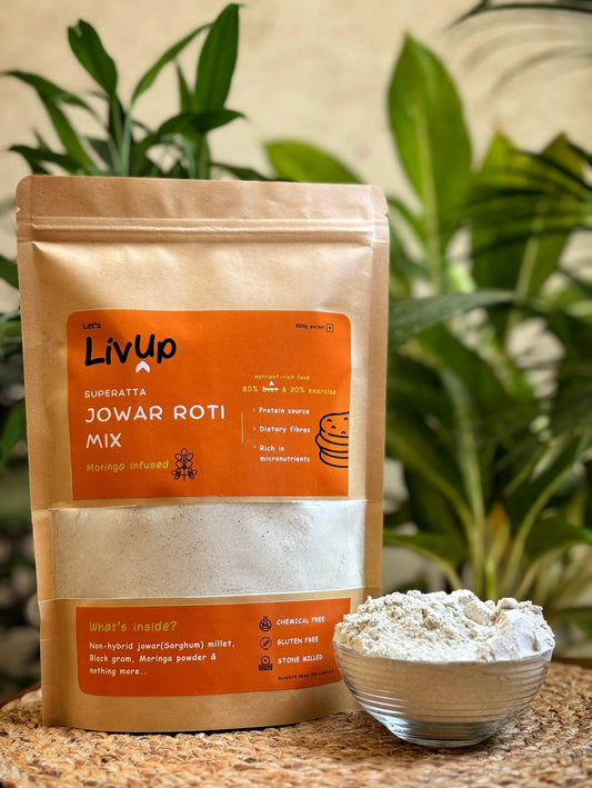 Superatta Non-Hybrid Jowar Roti Mix (Moringa Infused) | No chemical, No preservatives, Gluten Free, Stone Milled